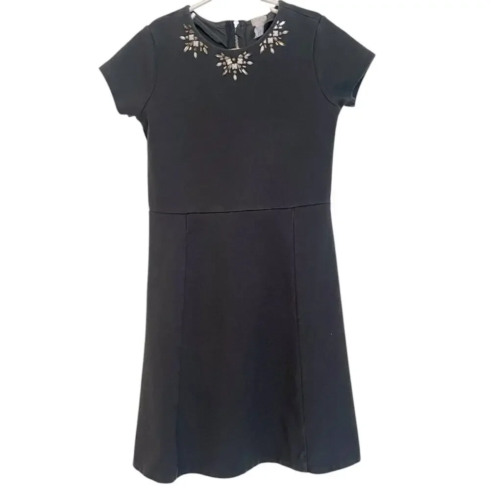 Crewcuts Factory Gray Jeweled‎ Neckline Dress Size 12